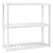 Mensola in bambù mobile contenitore mensola da parete per bagno soggiorno corridoio ingresso dimensioni 60 x 15 x 54 cm bianco 12_0005752