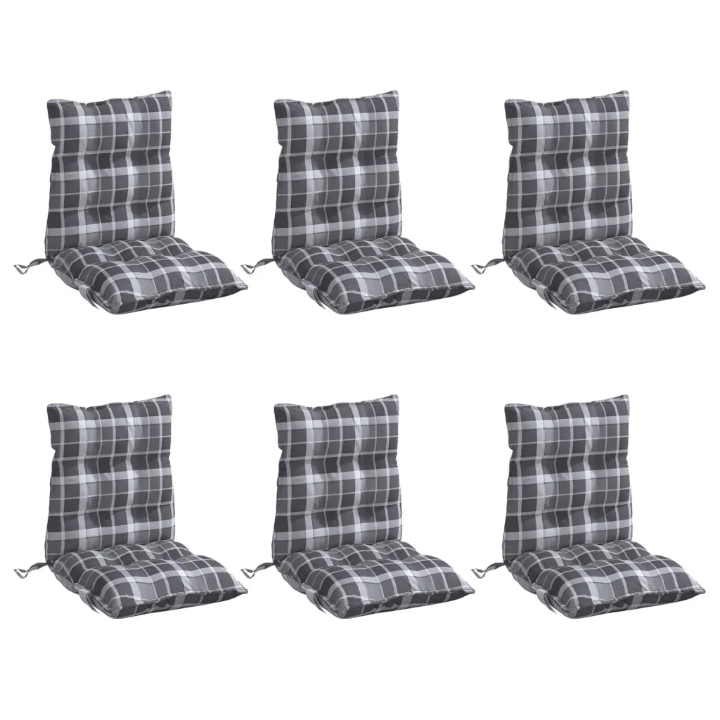 Cuscini Sedia Schienale Basso 6 pz Quadri Grigio Tessuto Oxfordcod mxl 114910