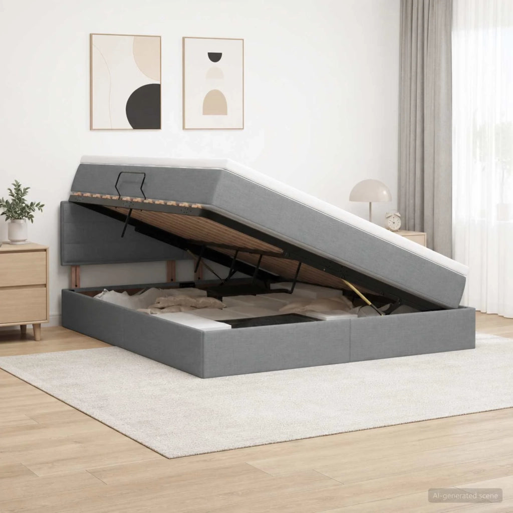 Letto con contenitore e materasso Grigio Scuro 140 x 200 cm 3458563
