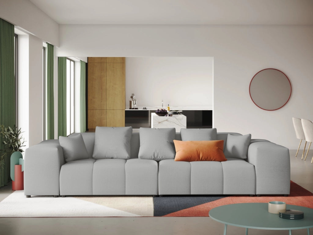 Cosmopolitan Design - Divano modulare "Rome" 3 posti in tessuto strutturato grigio chiaro 