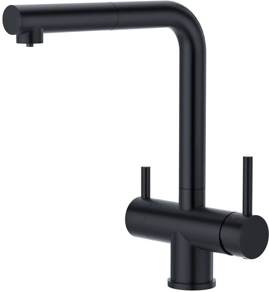 3 vie cucina con doccia, rubinetto cucina 360° girevole, miscelatore 3 vie, rubinetto acqua potabile con 2 maniglie, rubinetto vasca 3 in 1, nero matte