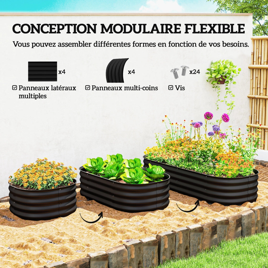 Fioriera Rialzata da Giardino in Acciaio ¨C zephmum ¨C 150x62x30 cm Nero