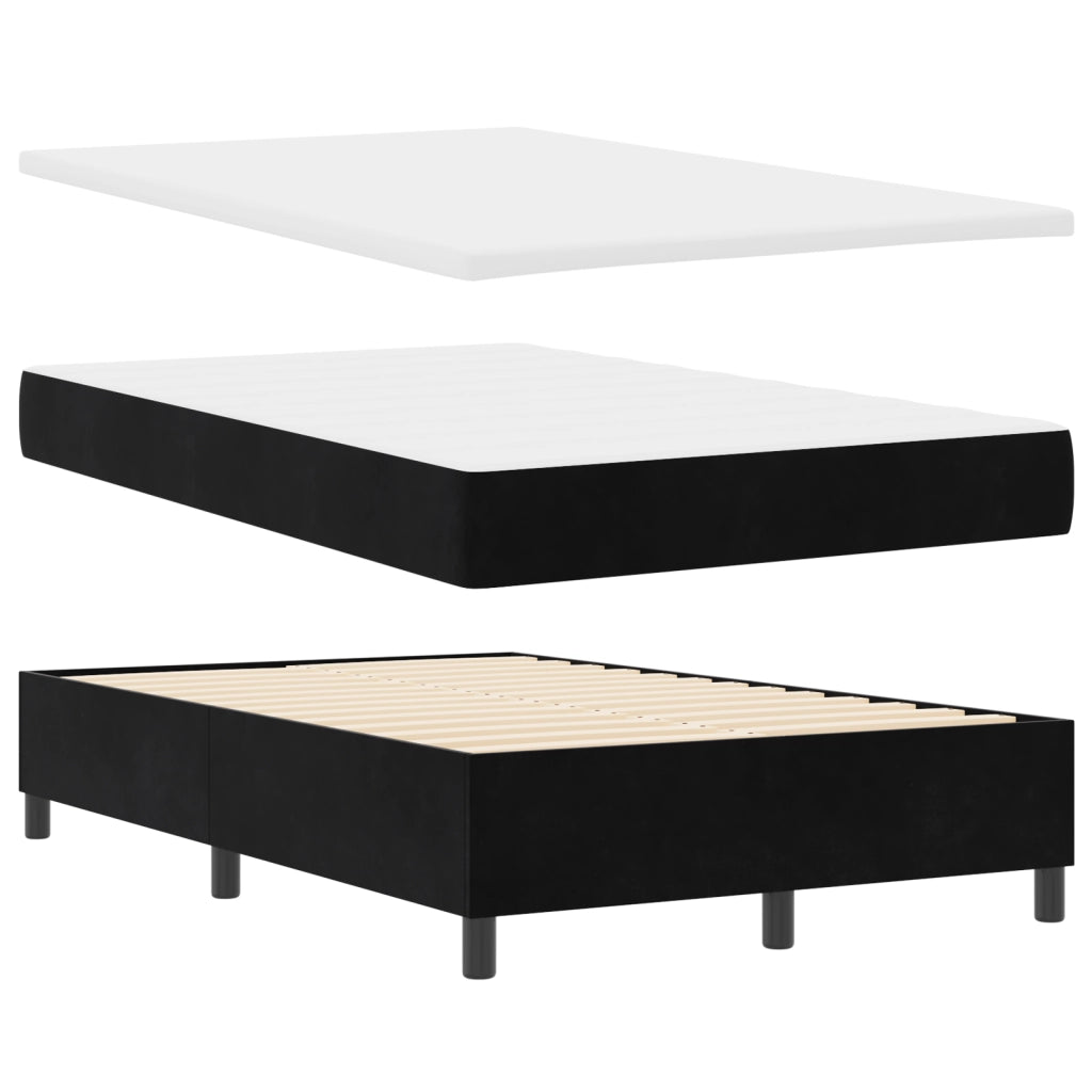 Letto Box Spring  con Materasso e LED Nero 120x200 cm Velluto