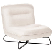 Poltrona in tessuto bianco sporco seduta ampia senza braccioli struttura in metallo nero complemento d'arredo moderno per il soggiorno