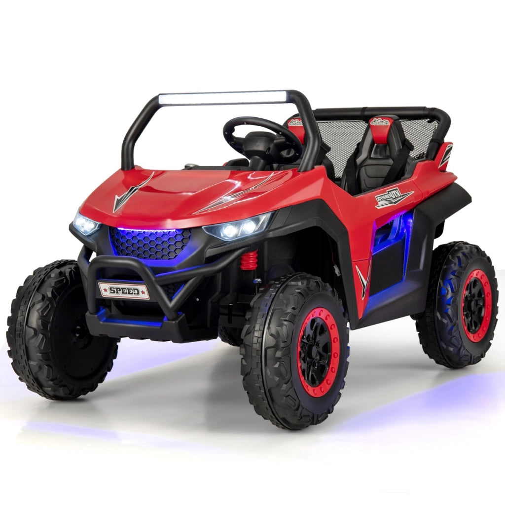 Macchina SUV giocattolo a 2 posti con accessori luci suoni, Quod elettrico giocattolo 118x74x71cm Rosso-Macchinine giocattoli