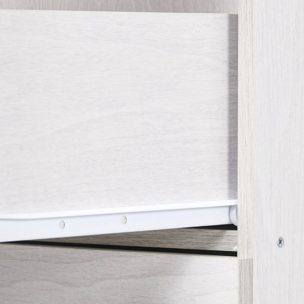 Cassettiera per Ufficio a 4 Cassetti 40x42x130,8 cm con 2 Serrature e Barra Portadocumenti in Legno Bianco