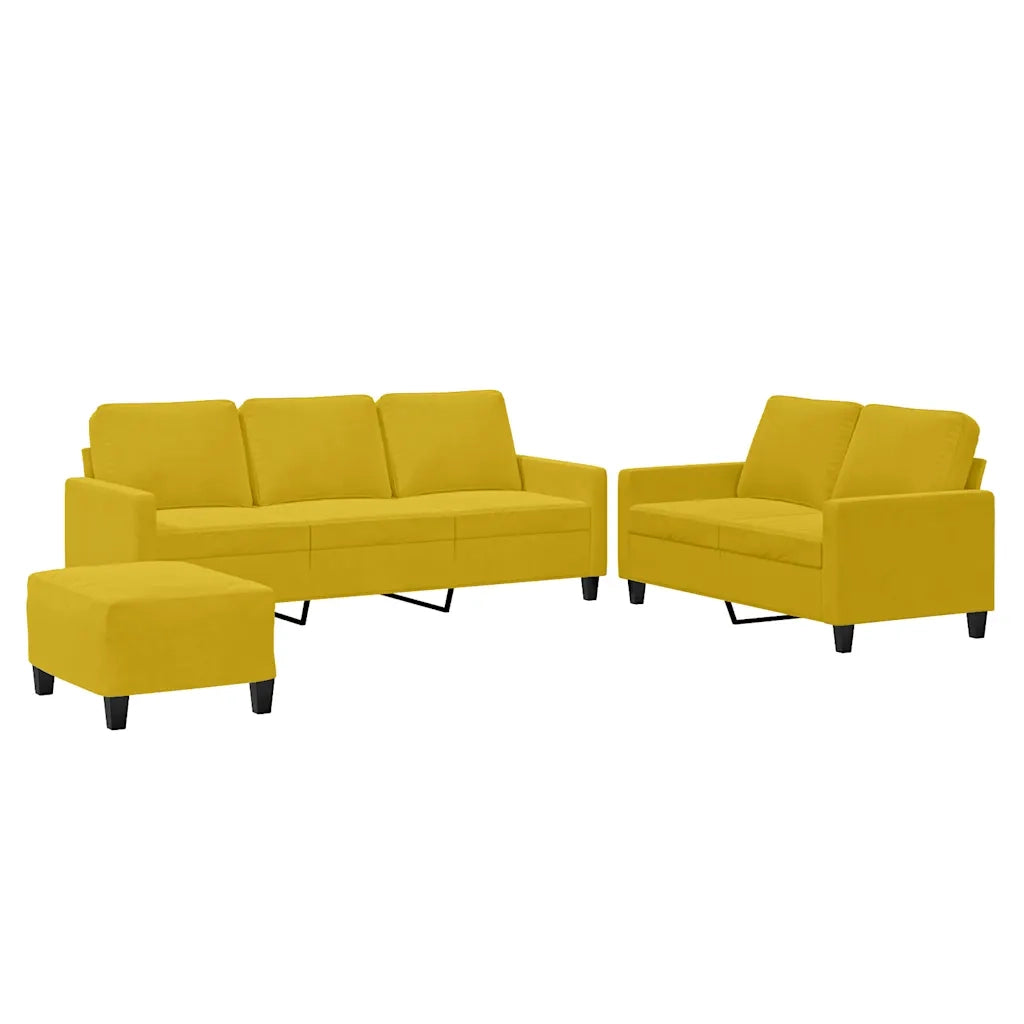 Set di Divani 3 pz con Cuscini giallo in Velluto 3201532