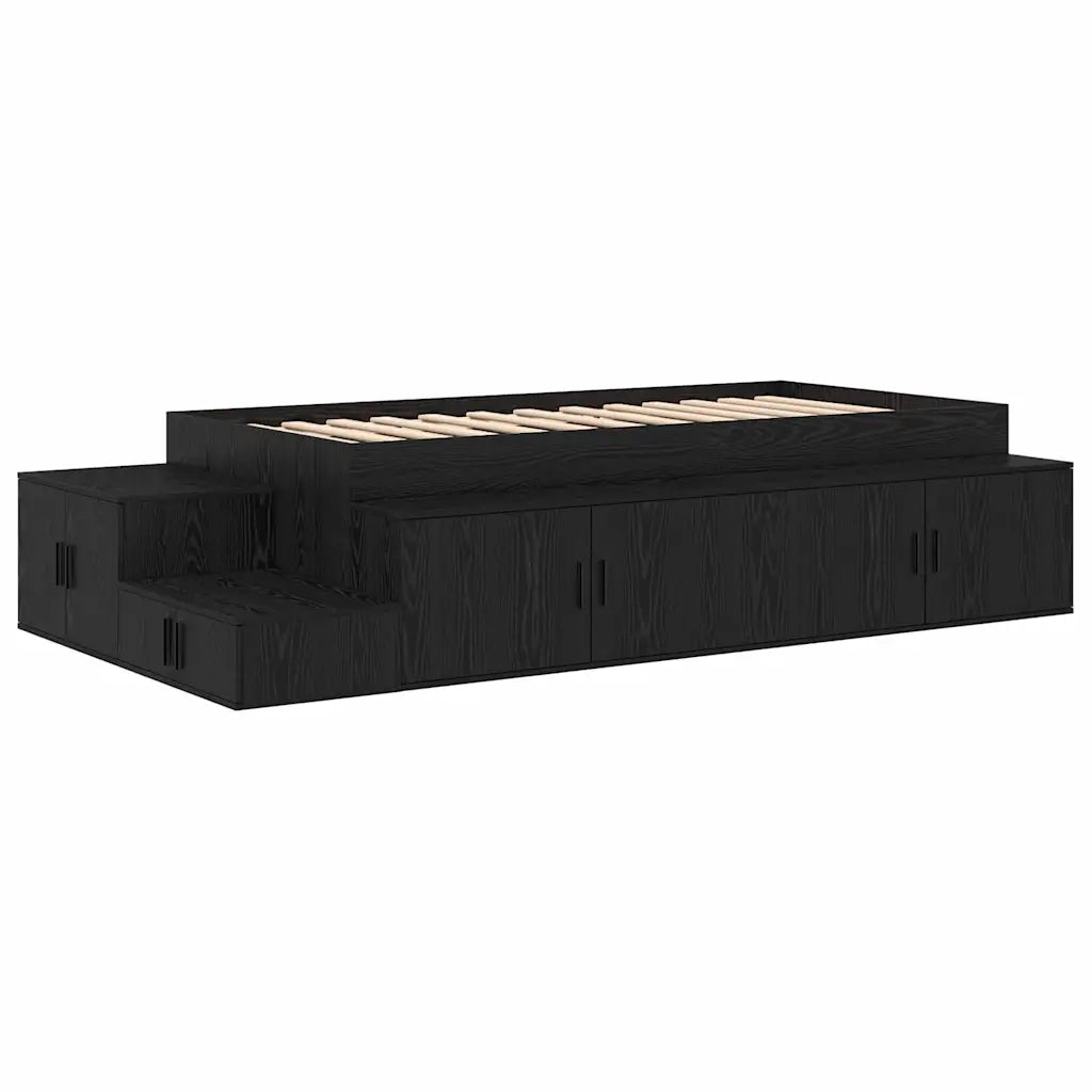 Struttura letto con contenitore Rovere Nero 80 cm 3335574