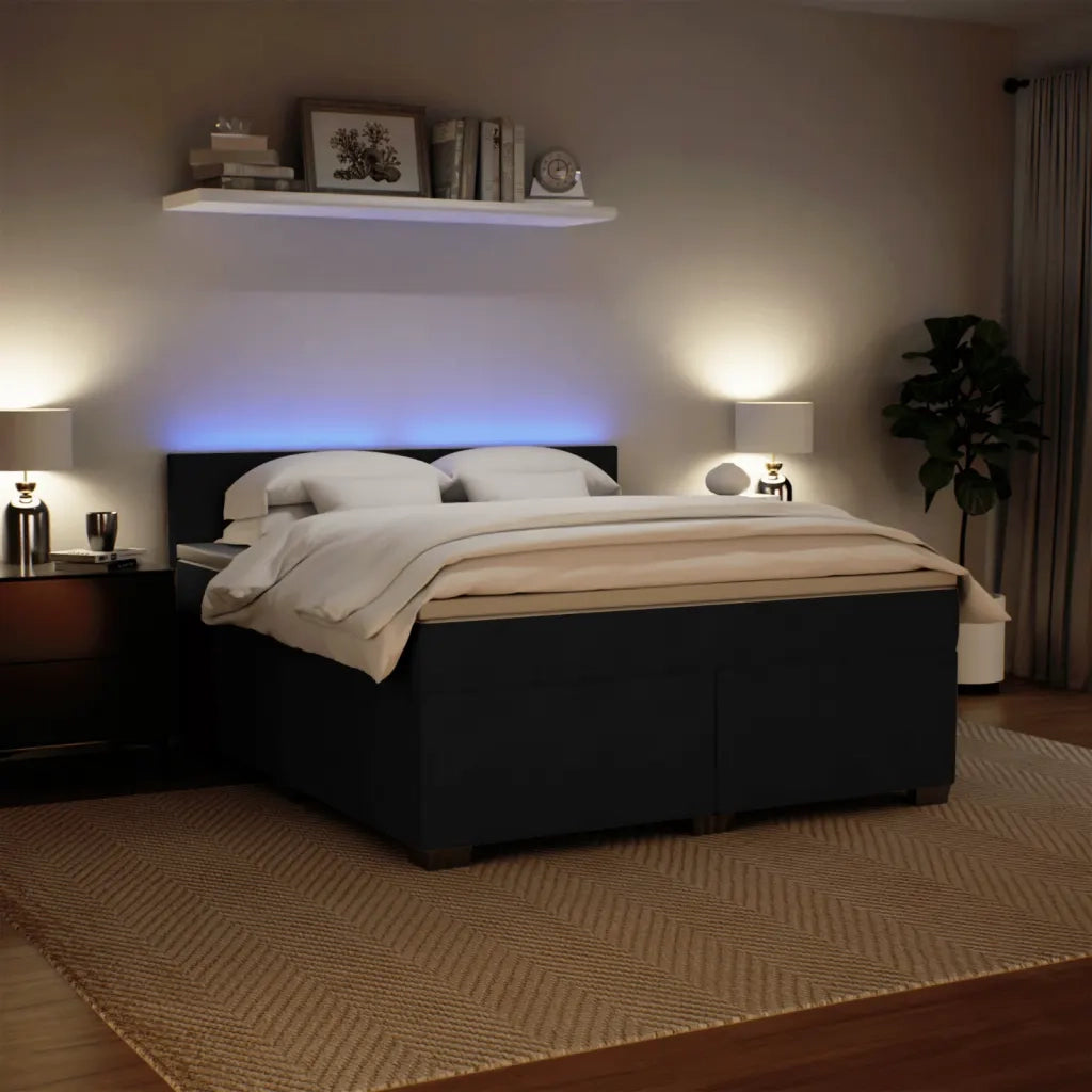 Giroletto a Molle con Materasso Nero 180x200 cm in Velluto 3288674