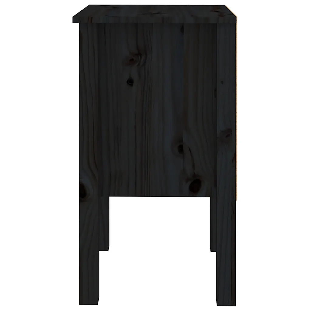 Comodini 2 pz Nera 40x35x61,5 cm in Legno Massello di Pino cod mxl 30426