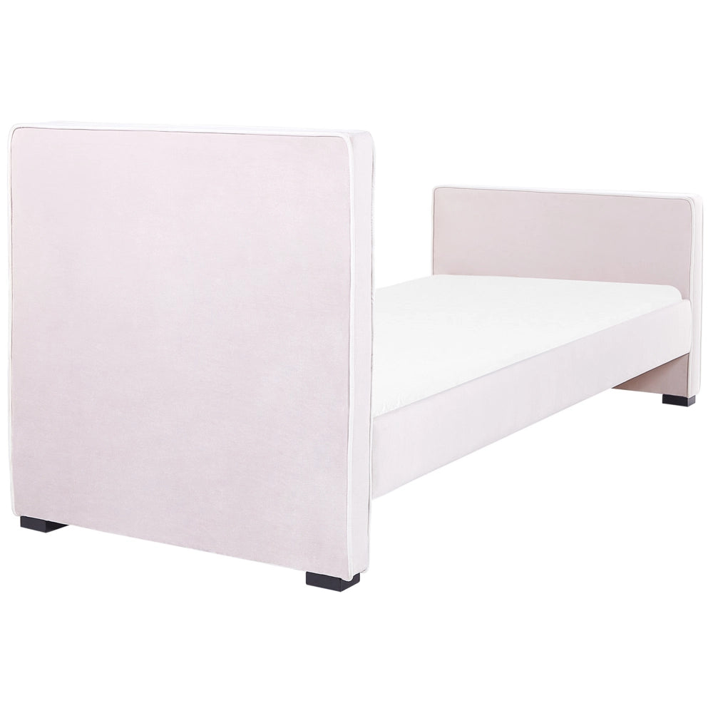 Letto singolo in velluto con telaio imbottito rosa camera da letto stile moderno tradizionale