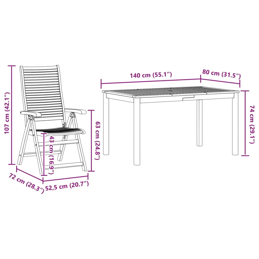 Set da Pranzo per Giardino 7 pcs Marrone
