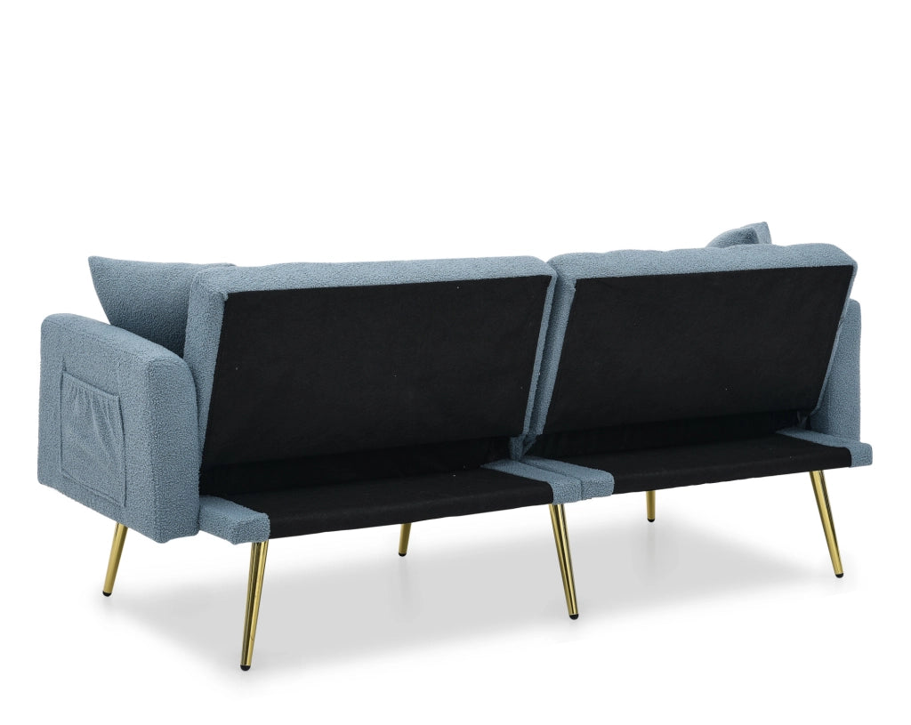 Divano 2 posti con schienale regolabile a 3 livelli in teddy blu