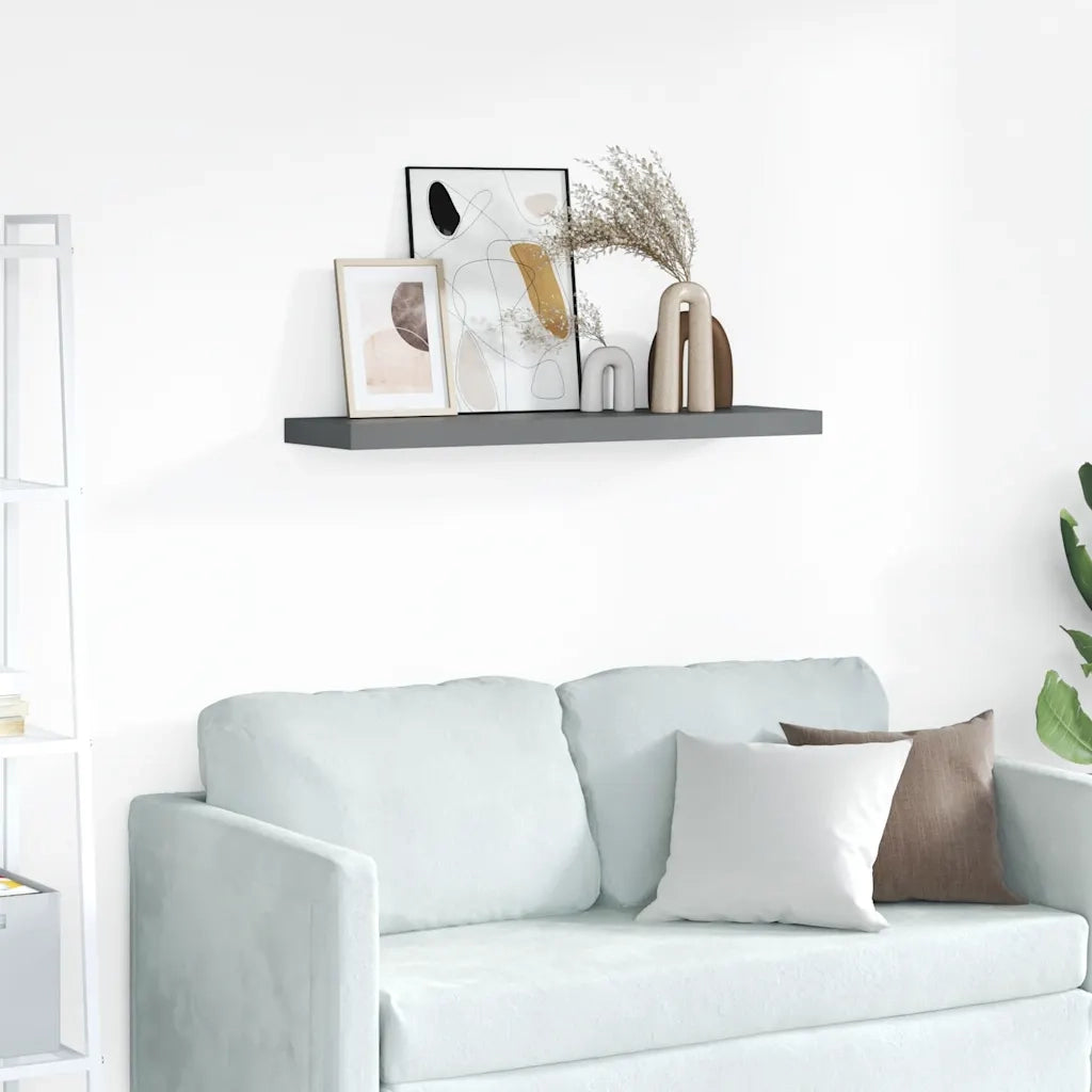 Scaffale a Parete Grigio Lucido 90x23,5x3,8 cm in MDF 323796