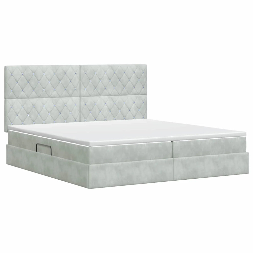Letto con contenitore e materasso Grigio Chiaro 200 x 200 cm 3459651