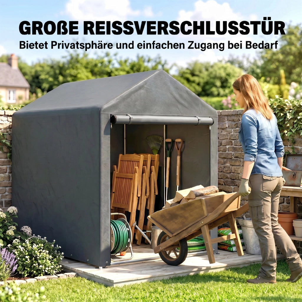 Tenda da Giardino Portatile per Deposito con Telaio in Metallo ¨C Zephmum ¨C Grigio 120x180 cm