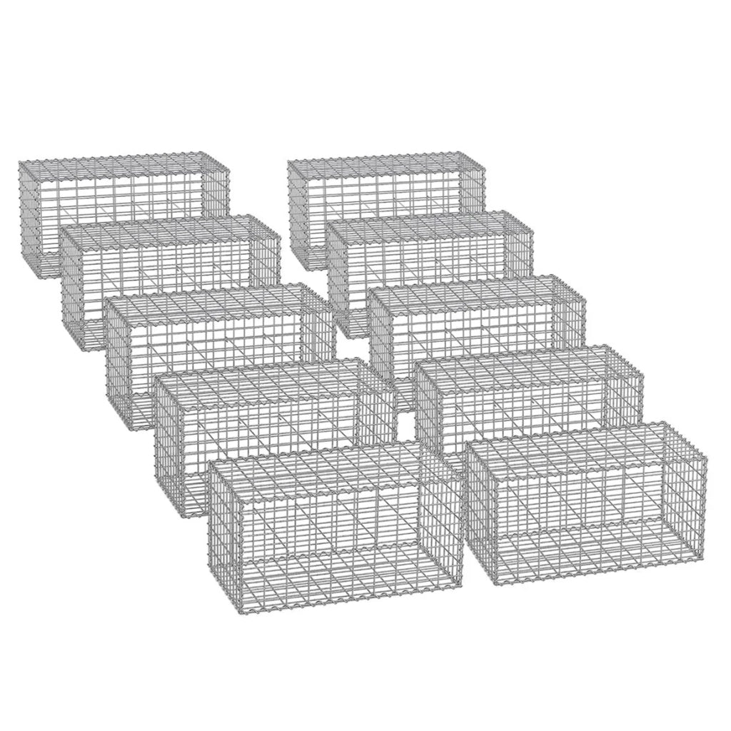 Gabbione per pietre gabbia metallica cestino per pietre maglia 5 x 10 cm zincato muro decorazione da giardino 100 x 50 x 30 cm confezione da 10 grigio 12_0005954