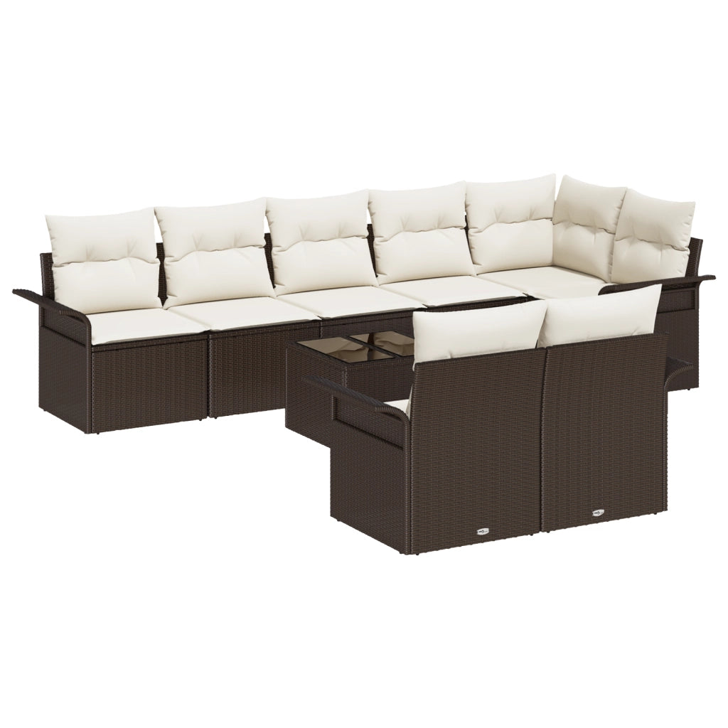 Set di divani da giardino 8 pezzi con cuscini in grigio polirattan
