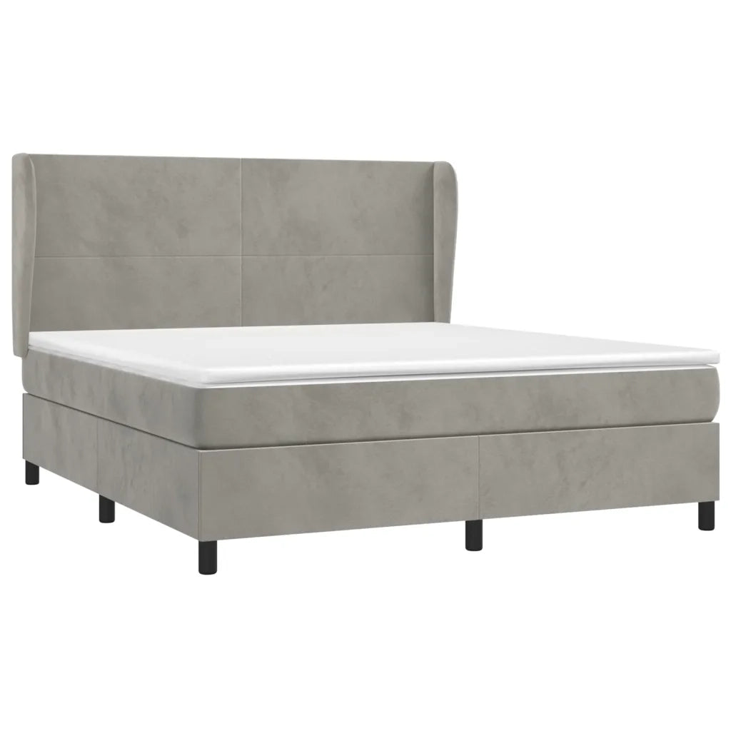 Giroletto a Molle con Materasso Grigio Chiaro 160x200cm Velluto 3129099