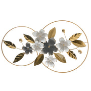 Decorazione da parete in metallo grigio oro Scultura floreale e di foglie fatta a mano Glam Art Deco Moderna