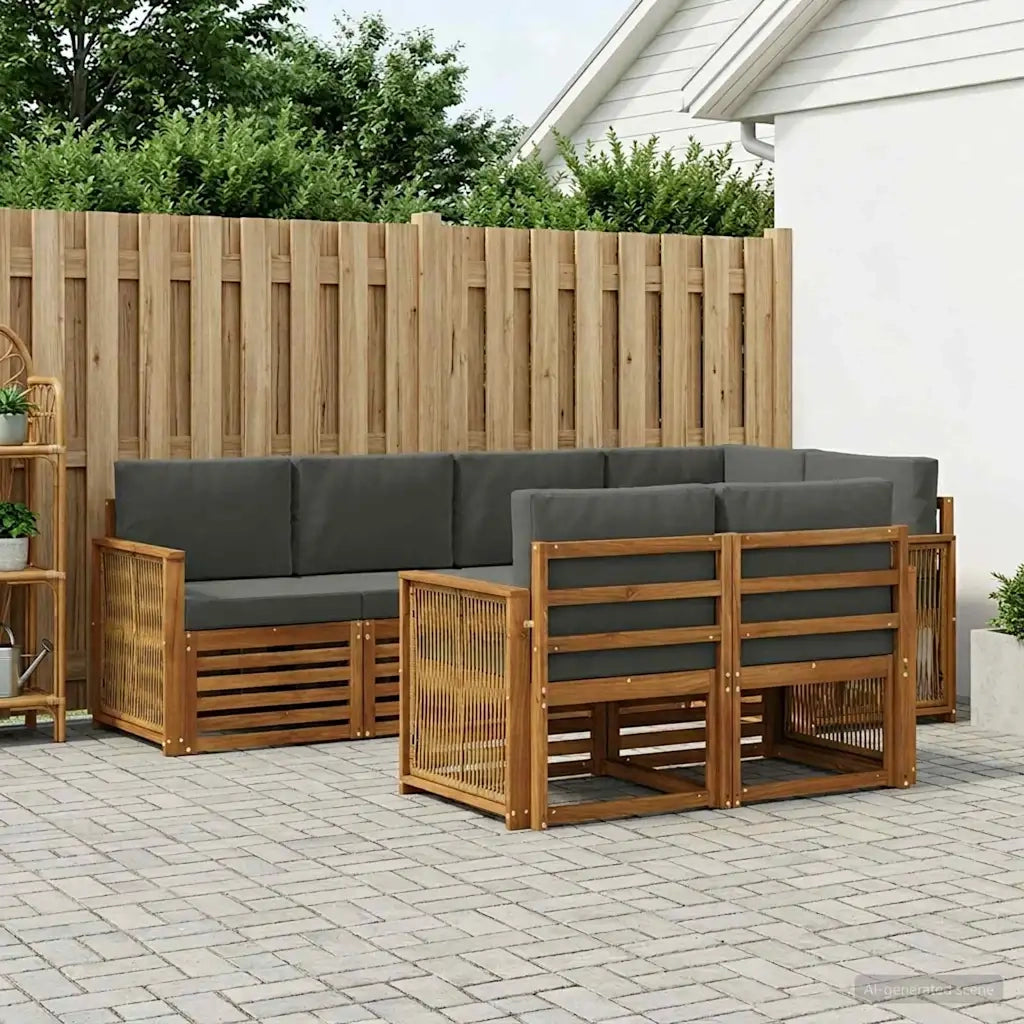 Set divano sezionale con cuscino 6 pcs Naturale e Antracite