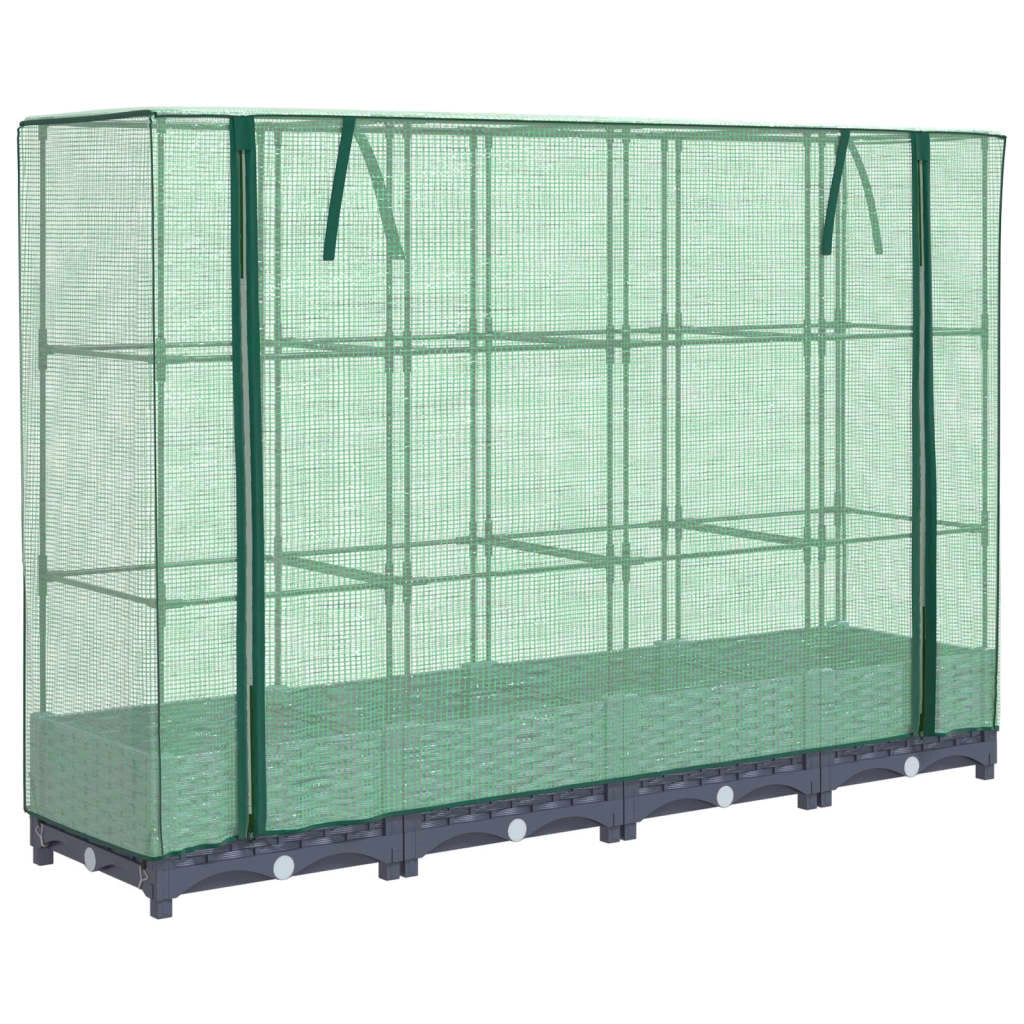 Aiuola rialzata/fioriera con copertura effetto rattan 160 x 40 x 123 cm blu/grigio 02_0038748