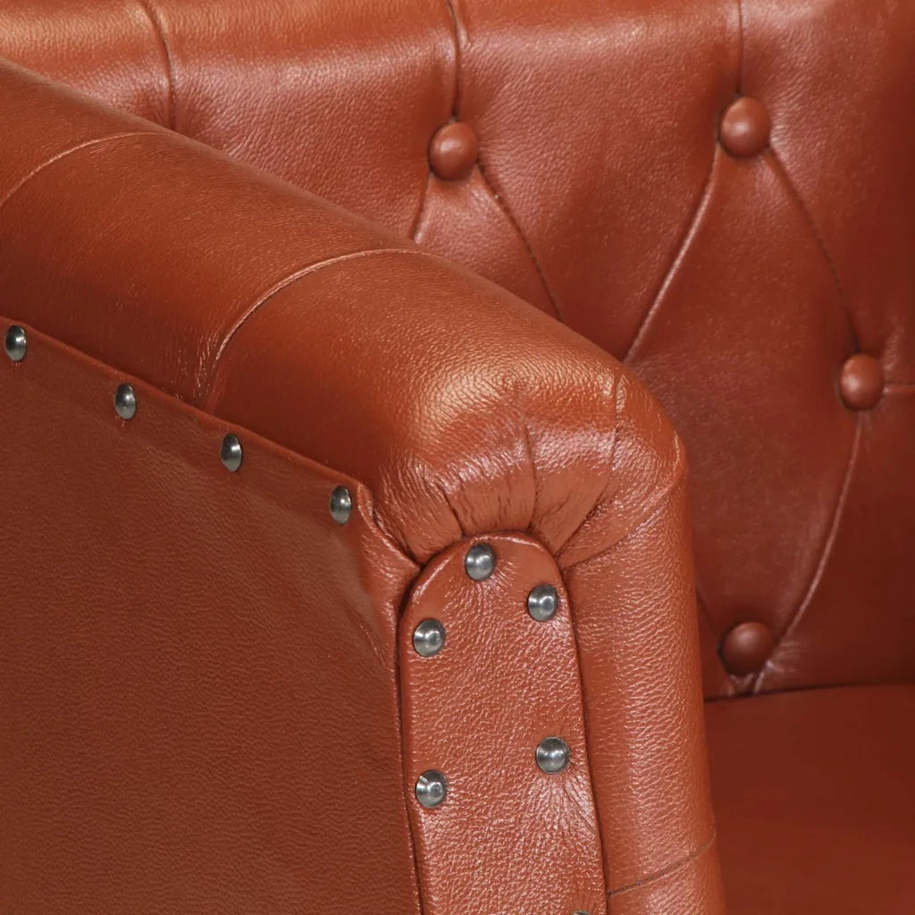 Poltrona-Divano Sedia-Poltroncina Marrone in Vera Pelle 933562