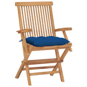 Sedie da Giardino con Cuscini Blu 4 pz Legno Massello di Teak 3065642