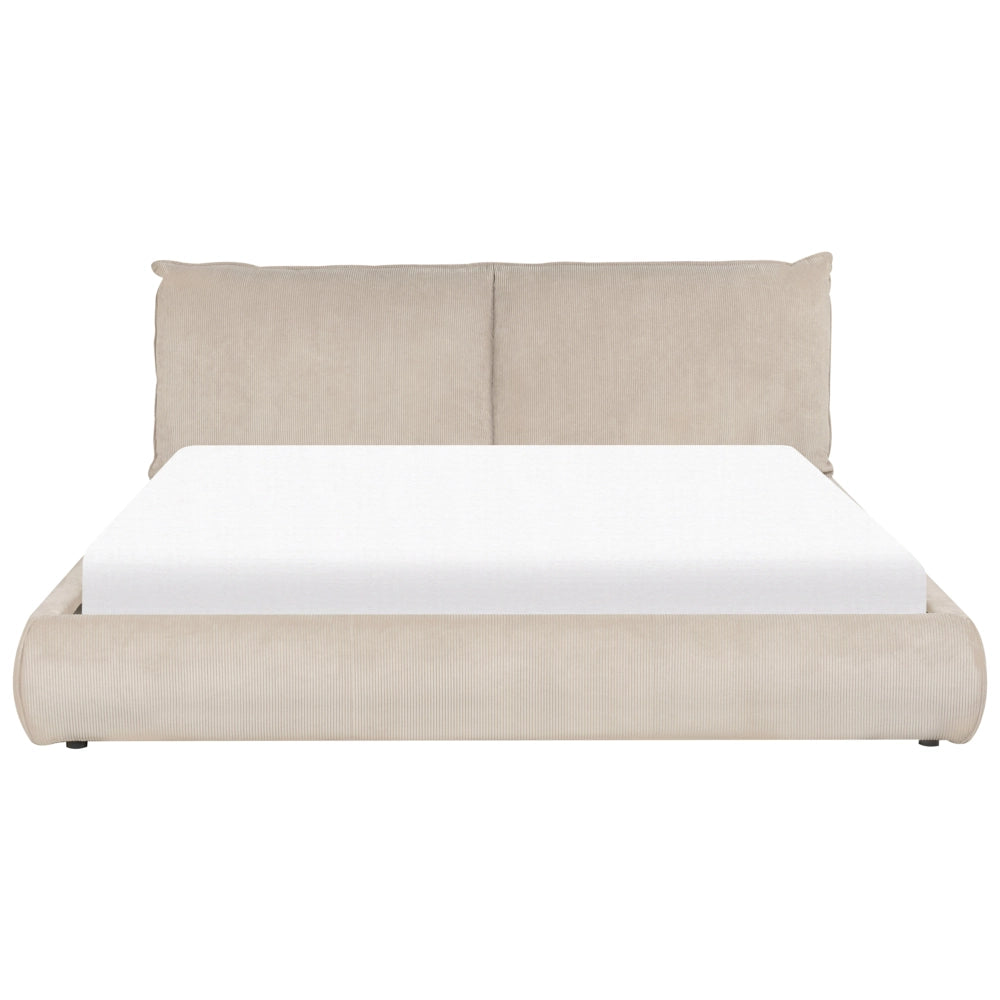 Letto ad acqua EU King Size Grigio Talpa Velluto a Coste 180 x 200 cm con materasso con spessa testata imbottita e pediera Camera da letto in stile moderno