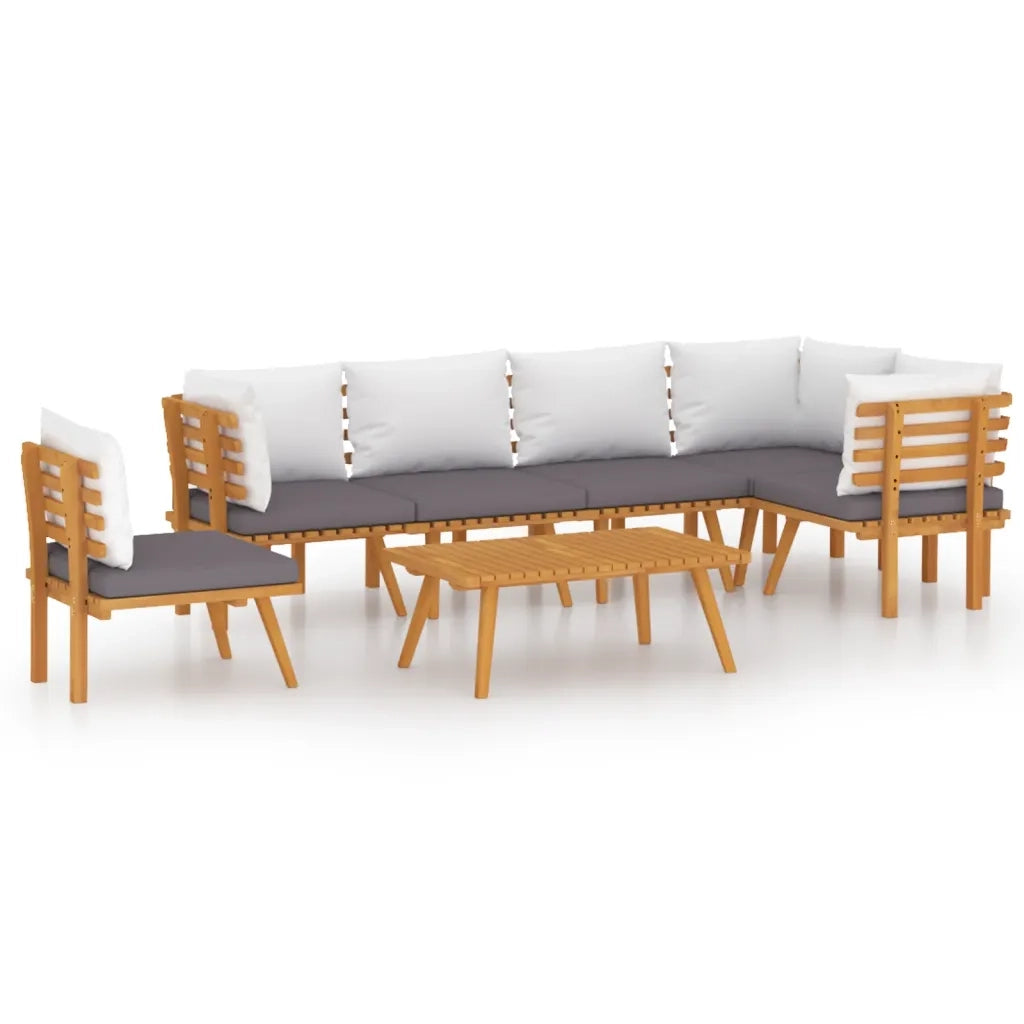 Set Divani da Giardino 7 pz con Cuscini in Massello di Acacia 3087031
