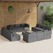 Set Divani da Giardino 13 pz con Cuscini in Polyrattan Grigio cod mxl 43803
