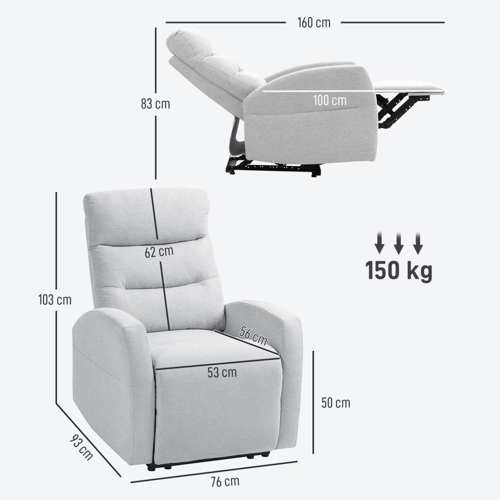 Poltrona Relax Massaggiante Reclinabile con Poggiapiedi ¨C zephmum ¨C Grigio Chiaro