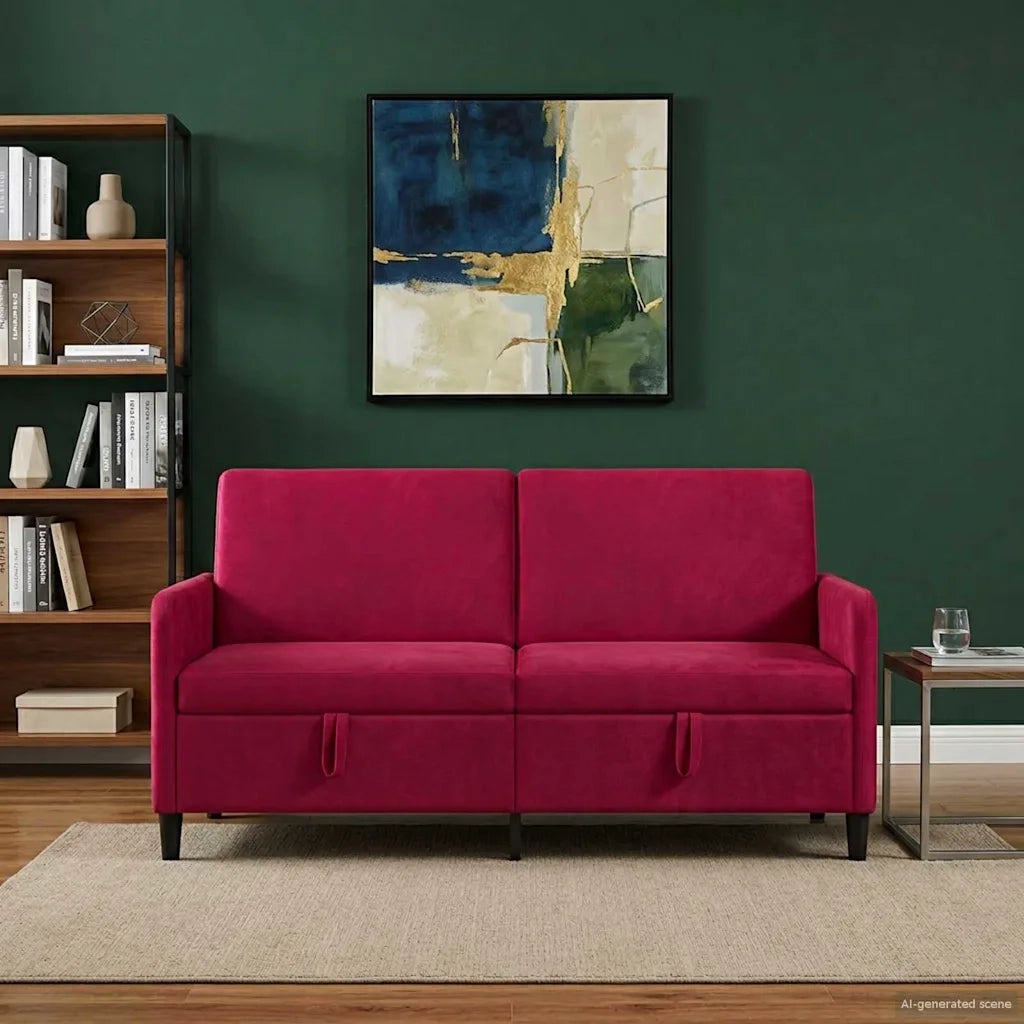 Divano con Storage Rosso Vino 172 x 78 x 87 cm Poliestere 42036966