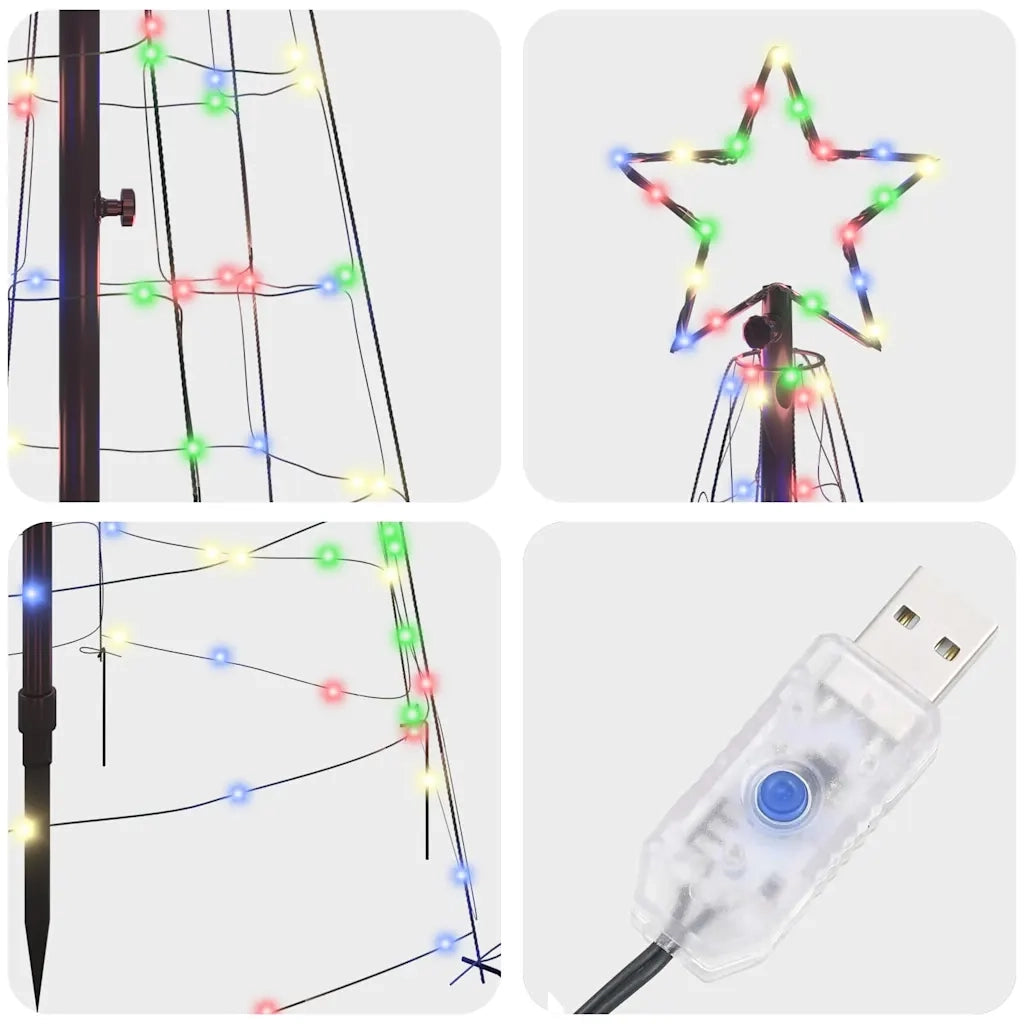 Albero di Natale LED con picchetti per il terreno 250 cm Ferro