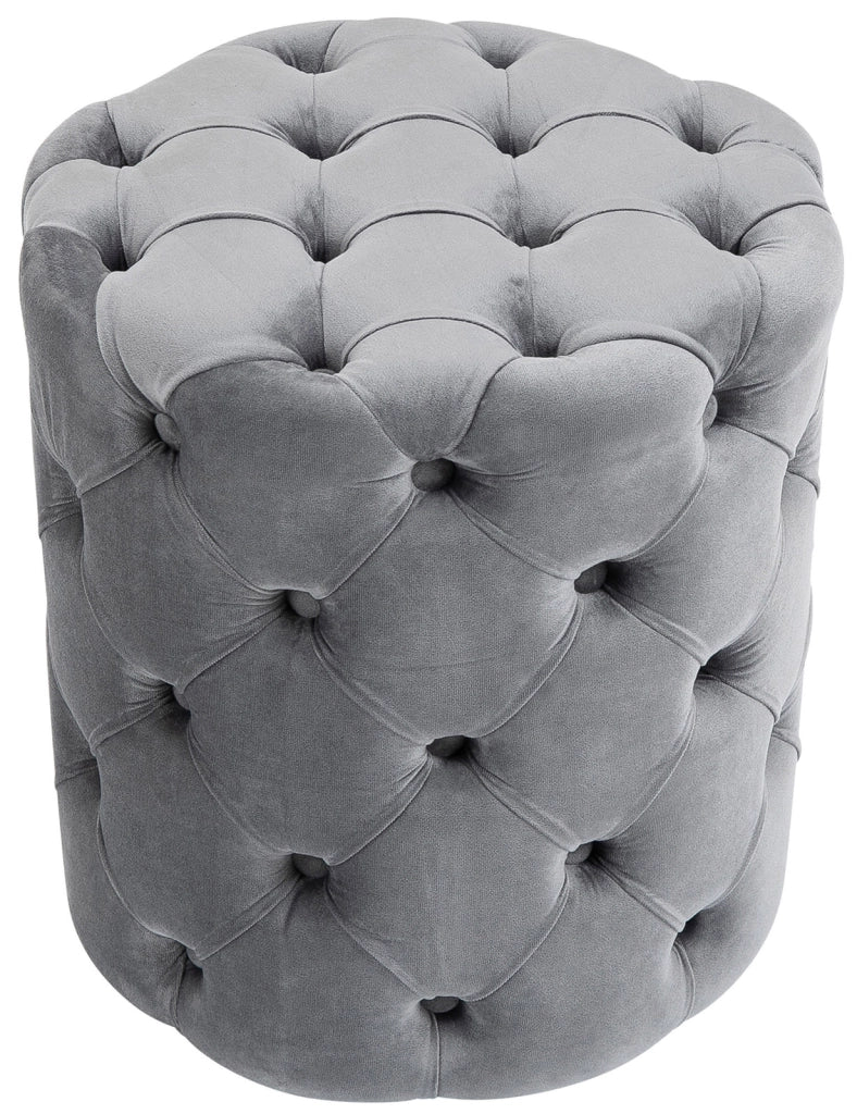 Pouf Drancy in velluto trapuntato grigio,M