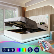 Letto matrimoniale idraulico – 160x200 cm – USBC LED 3 lati – PU bianco