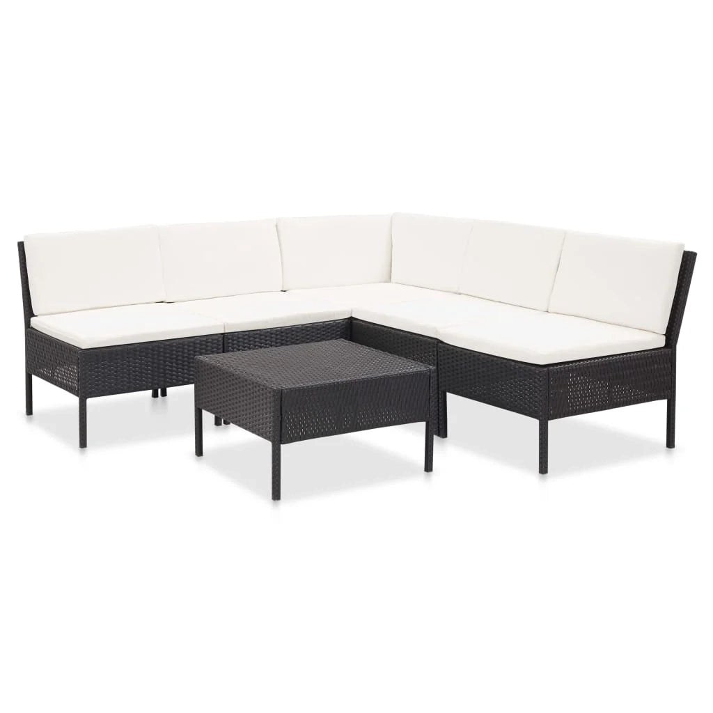 Set di mobili da giardino 6 pz con cuscini in poly rattan nero 02_0016915