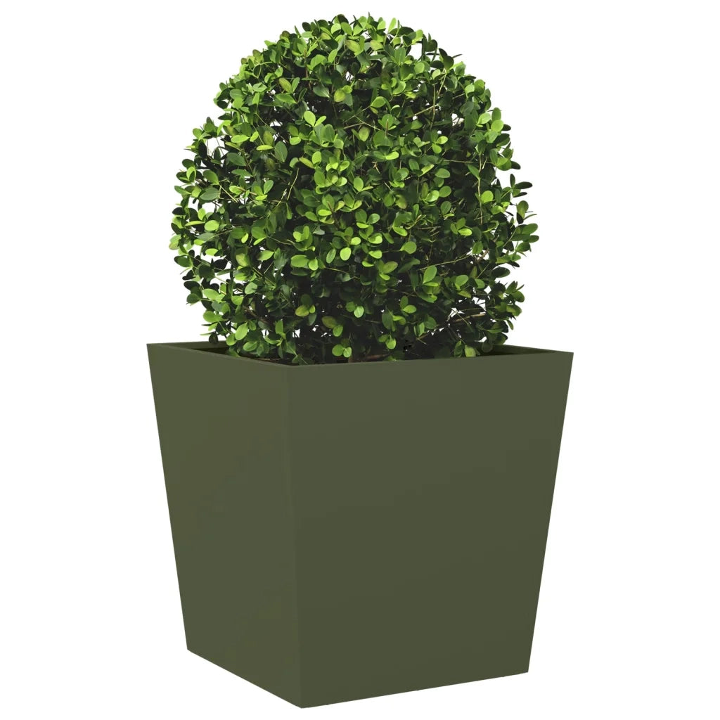 Fioriera | Cassetta per fiori | Vaso da Giardino Verde Oliva 50x50x50 cm in Acciaio