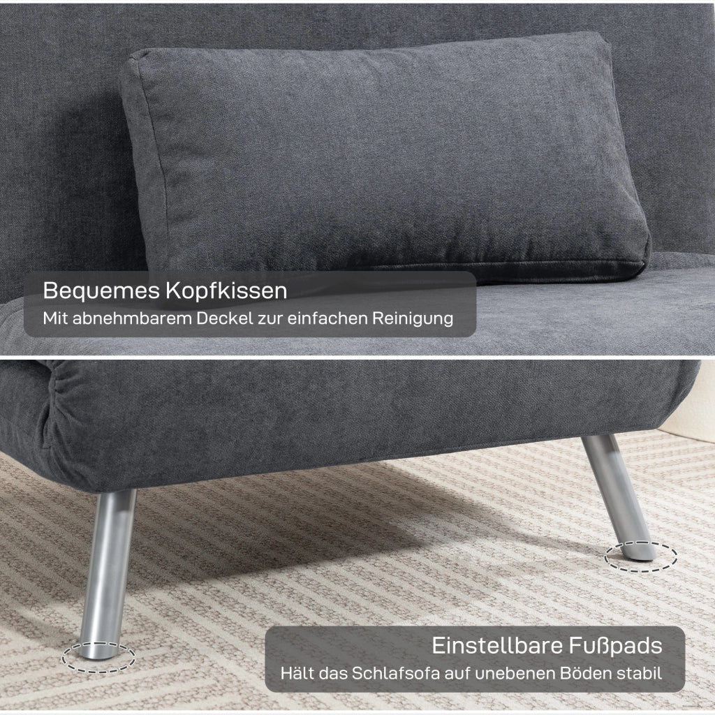 Poltrona letto imbottita ¨C zephmum ¨C tessuto grigio scuro con cuscino
