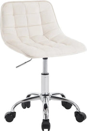 Sedile da ufficio - Sedia ergonomica per lavoro - Sedia con ruota in velluto - Comoda, regolabile, duratura - Bianco crema - 43 cm x 60-67,5 cm x 50 cm