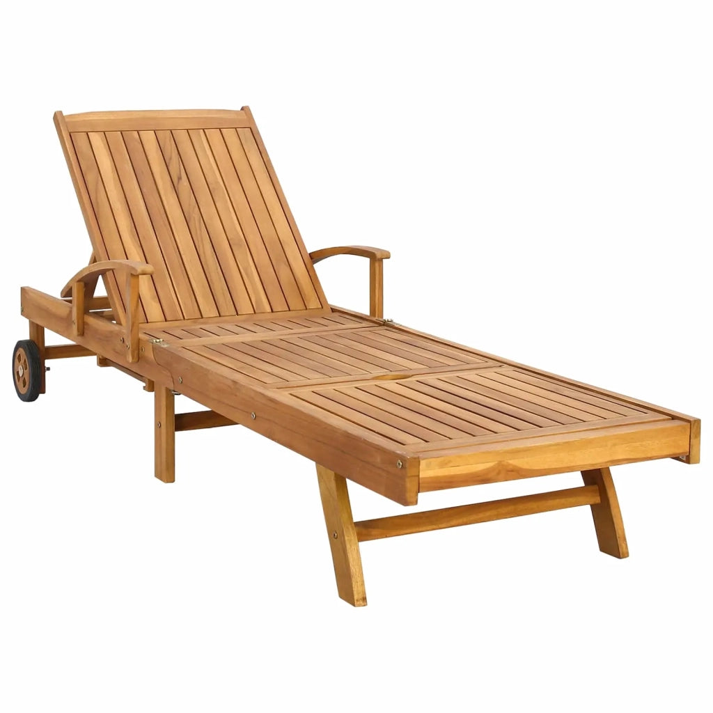 Lettino da sole Marrone e grigio scuro Legno di teak solido