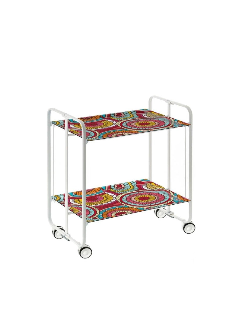 Carrello da cucina pieghevole bianco con ruote BAUHAUS 2 ripiani