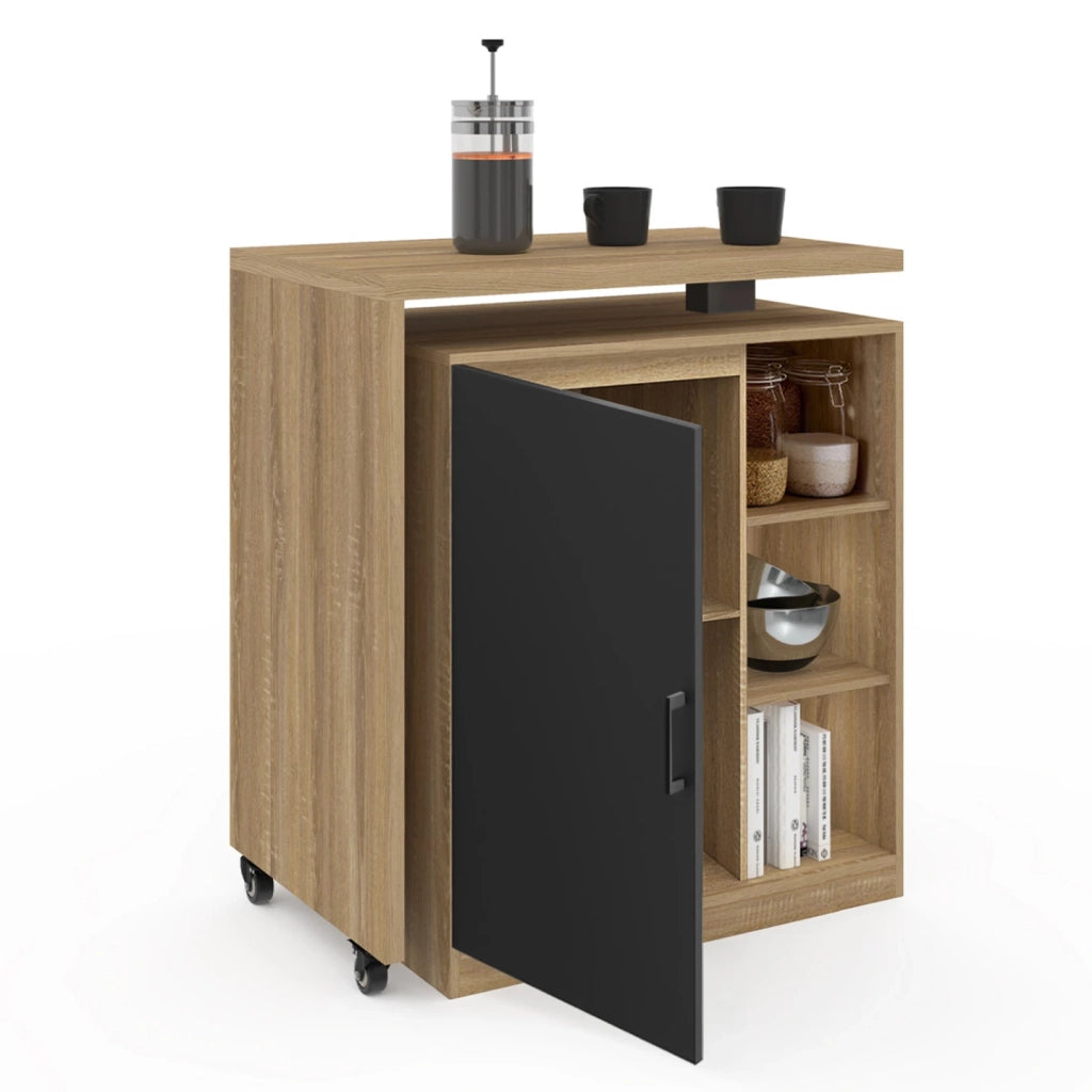IDMarket - Mobile bar girevole POLO 2 in 1 faggio imitazione anta nera