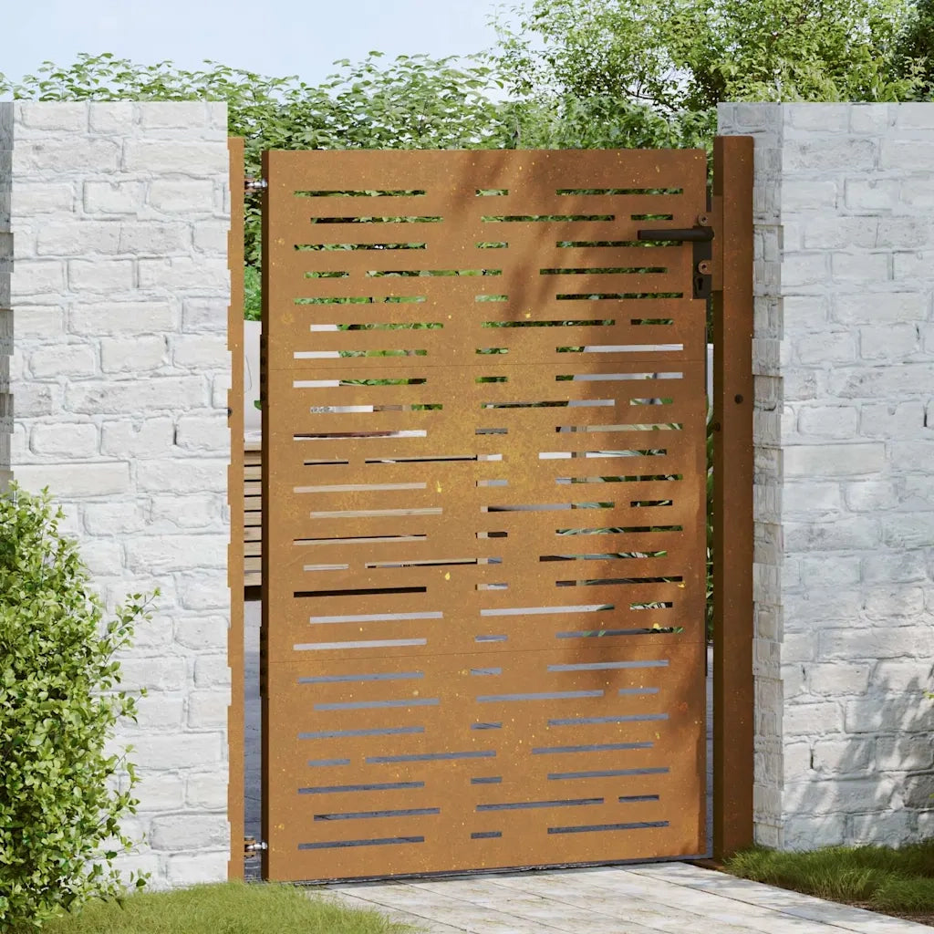 Cancello da giardino 100x125 cm in acciaio Corten design quadrato 153252