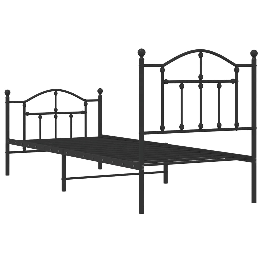 Giroletto con Testiera e Pediera Metallo Nero 80x200 cm 353448