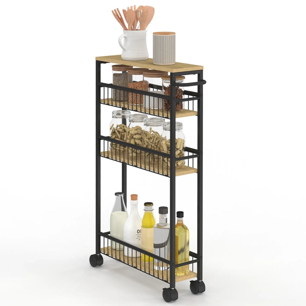 IDMarket - Credenza salvaspazio DETROIT, 4 livelli su rotelle, design industriale