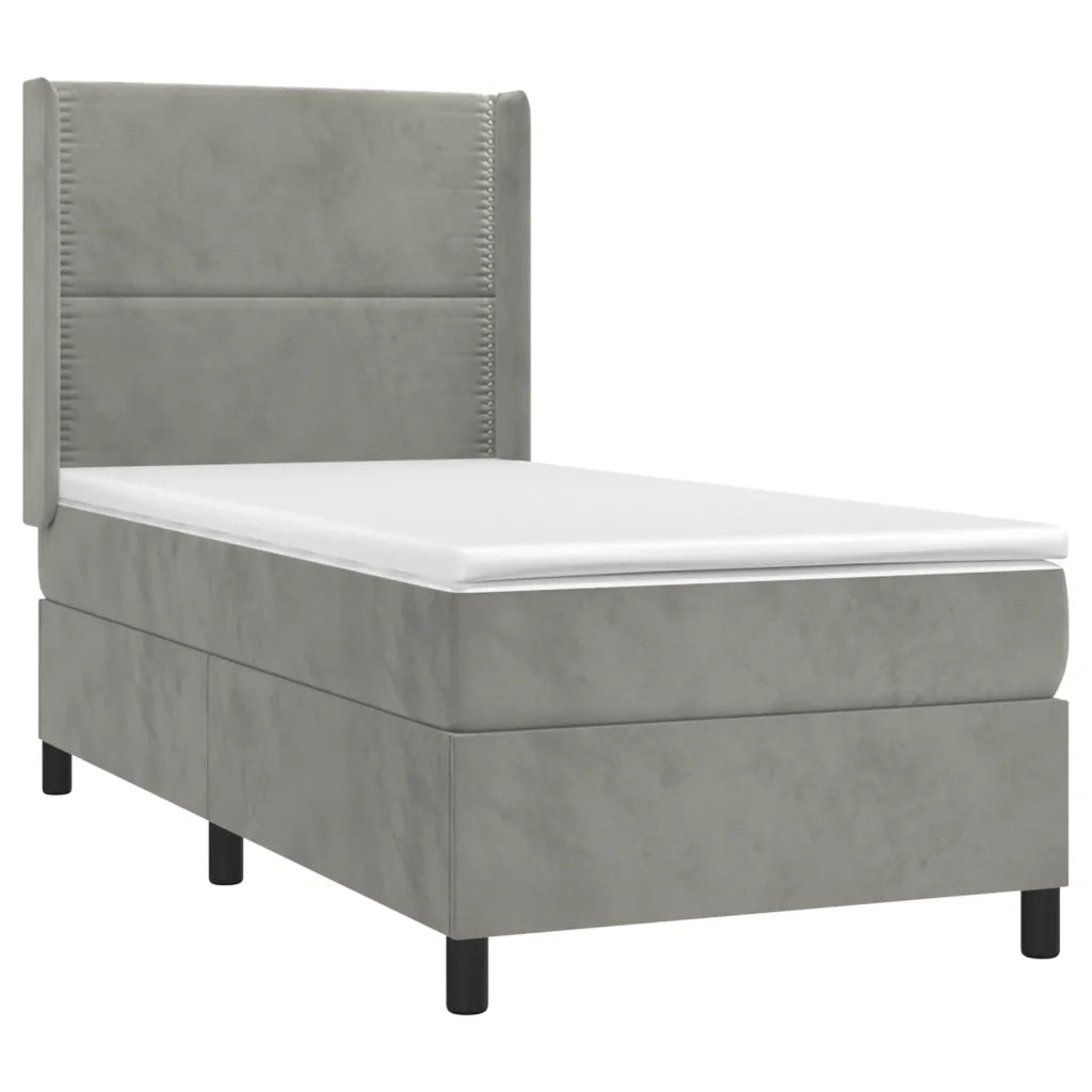 Giroletto a Molle con Materasso Grigio Chiaro 100x200cm Vellutocod mxl 98711