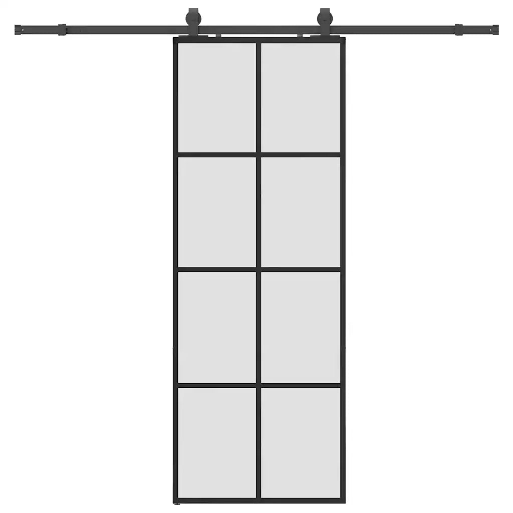 Porta Scorrevole con Ferramenta Nera 76x205 cm in Vetro ESG