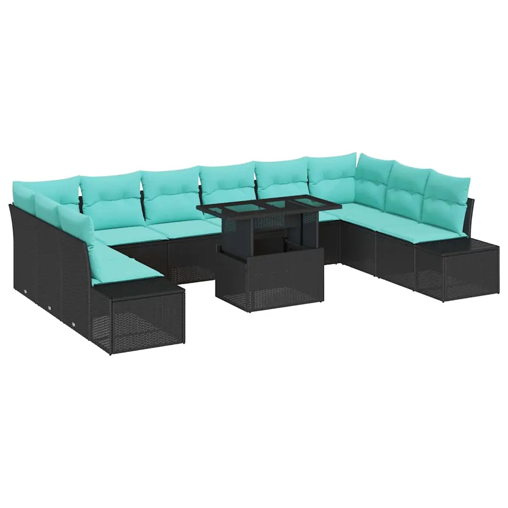 Set Divano da Giardino 11 pz Nero polyrattan 3357999
