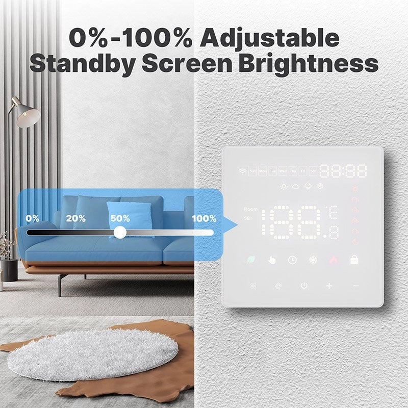 Termostato WIFI Touch Protocollo WIFI 2.4G TUYA, Smart Life Quadrata Compatibile Con Scatola 502 Riscaldamento Caldaia a Gas Riscaldamento Pavimento Con Acqua Bianco 3A 100-250V IP20